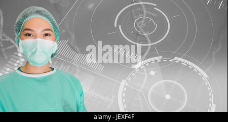Zusammengesetztes Bild Porträt Chirurg Frau Stockfoto