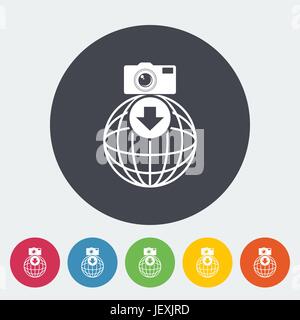 Foto-Download. Einzelne flache Symbol auf den Kreis. Vektor-Illustration. Stock Vektor