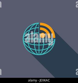 RSS-Icon. Flache Vektor zugehörige Symbol mit langen Schatten für Web und mobile Anwendungen. Es kann als - Logo, Symbol, Piktogramm, Infografik-Element verwendet werden. V Stock Vektor