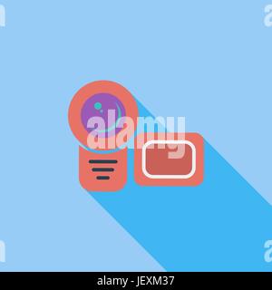 Video-Kamera-Symbol. Flache Vektor zugehörige Symbol mit langen Schatten für Web und mobile Anwendungen. Es ist einsetzbar als - Logo, Symbol, Piktogramm, Infografik e Stock Vektor