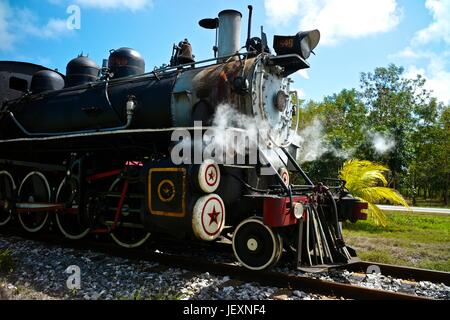 Eine alte Dampflok am Marcelo Salado Zuckermuseum und Steam Trains in Caibarien, Kuba. Stockfoto