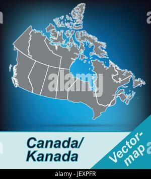 Grenze-Karte von Kanada mit Grenzen in hell grau Stock Vektor
