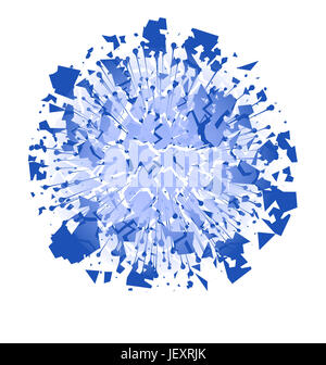 Abbildung abstrakt Energie macht Burst Explosion und Teilchen auf weißem Hintergrund- Stockfoto