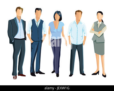 fünf Personen und Mitarbeiter stehen gemeinsam Stockfoto