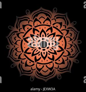 Abstrakte Mandala Ornament für Erwachsene Malbücher. Asiatische Muster. Orange gradient authentischen Hintergrund. Stock Vektor