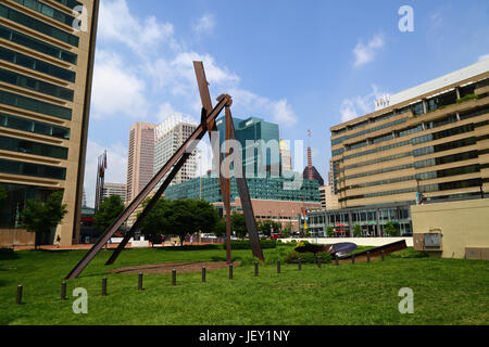 9/11 Memorial of Maryland außerhalb World Trade Center Gebäude im Gedächtnis des Volkes von Maryland am 9. September 2001 gestorbenen, Baltimore, Maryland, USA Stockfoto