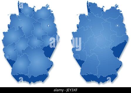 politische, Rhein, Europa, Bayern, Brandenburg, Berlin, Deutschland, deutsche Bundes- Stock Vektor