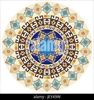 Antike, traditionelle, Kreis, Muster, Anatolien, Runde, floral, schön, Stock Vektor