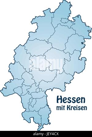 Karte von Hessen mit Grenzen in Blau Stock Vektor