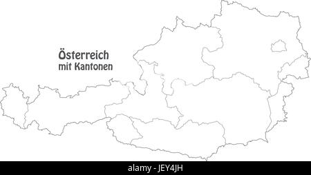 Karte von Österreich mit Grenzen in grau Stock Vektor