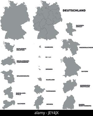 Karte von Deutschland mit Grenzen in grau Stock Vektor