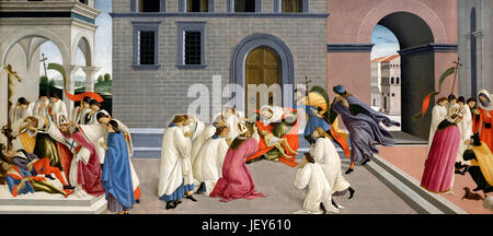 Drei Wunder des Heiligen Zenobius, um 1500, Sandro Botticelli Stockfoto