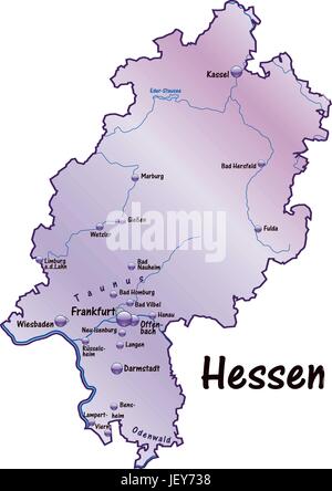 Hessen, Staat, Atlas, Karte, Karte der Welt, Karte, Hessenkarte, Hessen, Karte von Stock Vektor