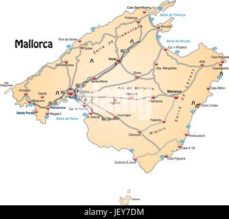 Karte, Atlas, Karte der Welt, Karte, Verkehr, Transport, Mallorca, Stock Vektor