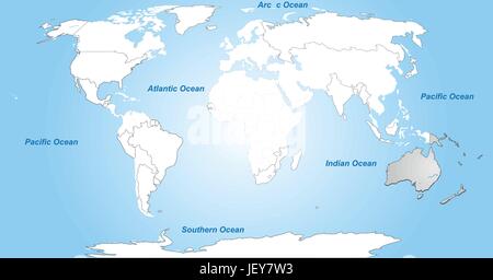 Australien, Karte, Gliederung, Globus, Planeten, Erde, Welt, Grenzen, Atlas, Karte von Stock Vektor