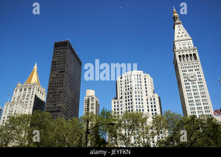 Wolkenkratzer, die rund um bauen, Merchandise Mart Gebäude, Stanford-Eigentumswohnung, metropolitan li Madison Square Park New York City USA NewYork life Stockfoto