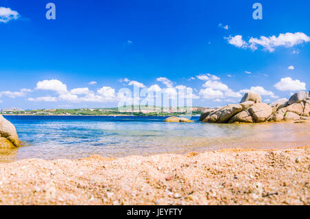 Kleiner Sandstrand tragen Porto Rafael, Palau, Sardinien Italien Stockfoto