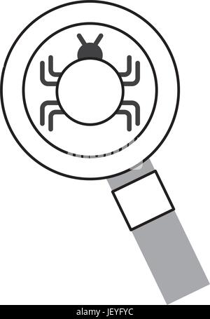 Lupe mit Fehler Infektion Virus Symbol Stock Vektor