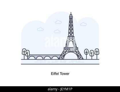 Vektorgrafik-Linie von Eiffelturm, Paris, Frankreich. Stock Vektor