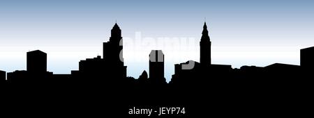 Skyline Silhouette der Stadt von Cleveland, Ohio, USA. Stock Vektor