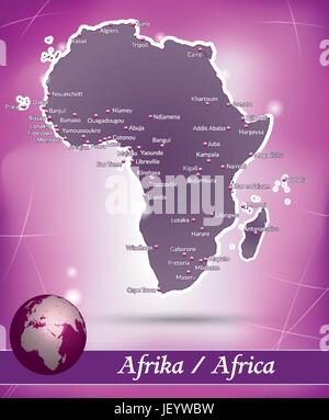 Karte von Afrika abstrakten Hintergrund in violett Stock Vektor