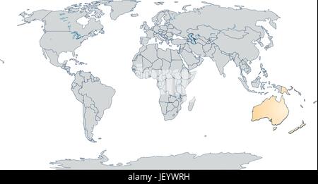 Australien, Karte, Gliederung, Globus, Planeten, Erde, Welt, Grenzen, Atlas, Karte von Stock Vektor