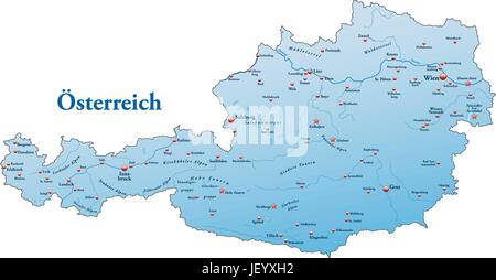 Karte von Österreich als eine Übersichtskarte in blau Stock Vektor