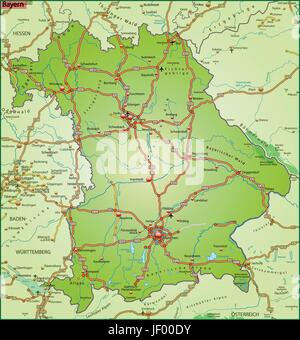 Verkehr, Transport, Bayern, Autobahn, Autobahn, Karte, Staat