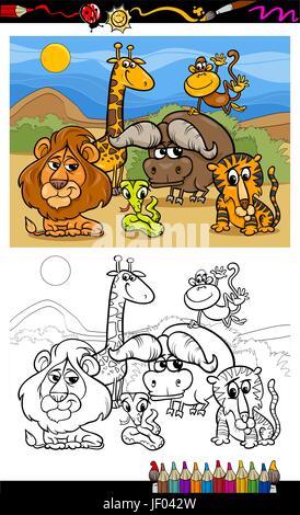 Bildung, Tier, Wild, Illustration, Safari, Cartoon, Buch, Anwendung, Stock Vektor