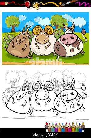 Bildung, Tiere, Illustration, Bauernhof, Cartoon, Buch, Anwendung, Bildung, Stock Vektor