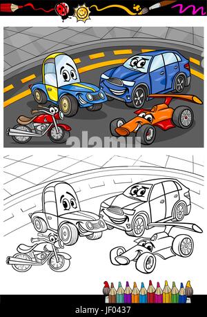 Bildung, Fahrzeuge, Illustration, Cartoon, Buch, Autos, Automobile, Stock Vektor