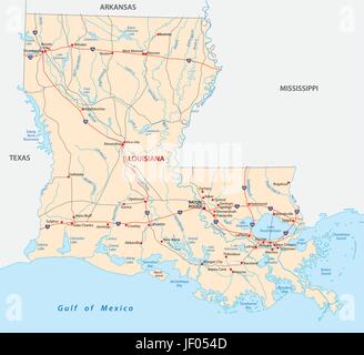 Louisiana-Fahrplan Stock Vektor