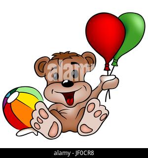 Tier, Bär, Luftballons, Ballon, Cartoon, Vektor, lachen, lachen, lachen, Twit, Stock Vektor