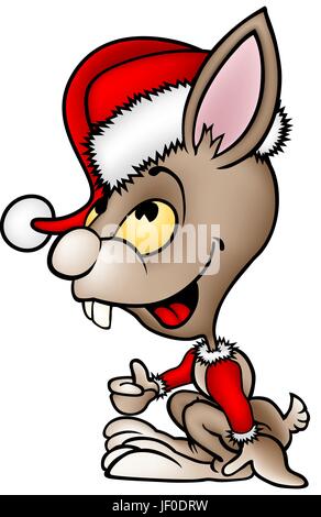 Tier, Kaninchen, Hase, Weihnachten, Cartoon, Xmas, x-mas, lachen, lachen, lachen, Stock Vektor