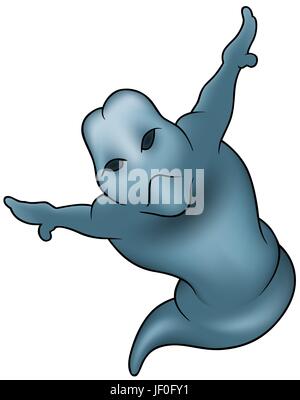 Geist, Cartoon, blau, Comic, Illustration, Geist, Spuk, Halloween, Horror, Stock Vektor
