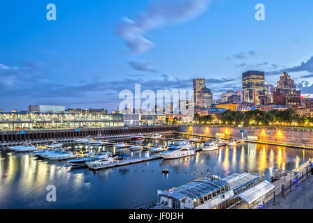 Alten Hafen von Montreal in der Nacht Stockfoto