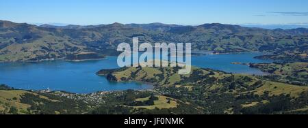 Banks Peninsula an einem Sommertag Stockfoto