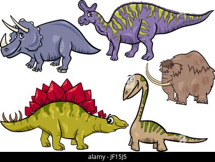 Illustration, Dinosaurier, Cartoon, prähistorische, Bildung, groß, groß, enorm, Stock Vektor