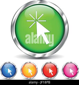 Klicken Sie auf Schaltfläche, Symbol, Cursor, Vektor, hier, Maus, blau, Glas, Kelch, Stock Vektor