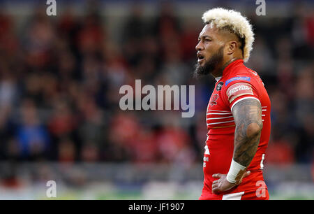 Salford Red Devils Junior Sa'u, während die Ladbrokes Challenge Cup Viertelfinal-Match im AJ Bell Stadion, Salford Stockfoto