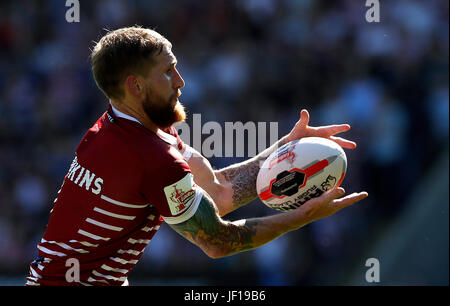 Wigan Warriors Sam Tomkins, während die Ladbrokes-Challenge-Cup Viertelfinal-Match im Halliwell Jones Stadium, Warrington Stockfoto