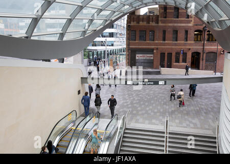 Wynyard Bahnhof und Wynyard Spaziergang verbinden Besucher mit der Barangaroo komplexe Büro Fußgängerzone im Stadtzentrum von Sydney, Australien Stockfoto