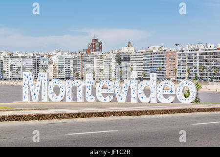 Montevideo Briefe an Pocitos Beach Stockfoto