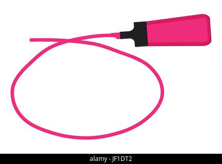 Einzigen rosa Textmarker mit Hand gezeichneten rosa Kreis um Text zu markieren. Stock Vektor