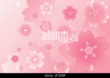 Blume, Pflanze, Asien, Kirschblüte, Japan, rosa, Reisen, isoliert, Urlaub, Stock Vektor