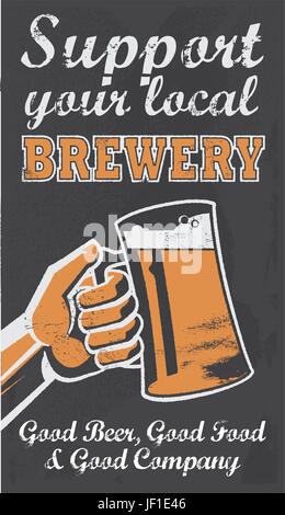 Jahrgang, Board, Bier, Plakat, Tafel, Retro, Zeichen, Brauerei, Restaurant, Stock Vektor