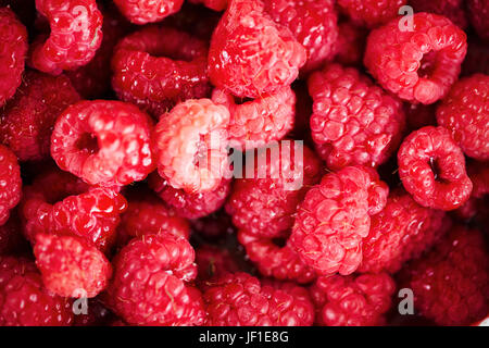 Full frame close up of fresh raspberries. Stockfoto
