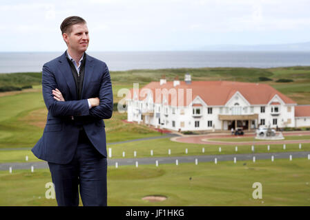 Eric Trump, Sohn von US-Präsident Donald Trump, bei der Eröffnung des neuen Golfplatzes im Trump Turnberry in Ayrshire. Stockfoto