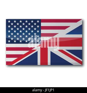 mit Übersetzung ins Englische und amerikanische Flagge Stock Vektor