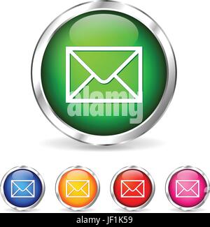 Taste, e-Mail, Brief, Post, Umschlag, Symbol, Kontakt, Telefon, Handy, blau, Stock Vektor